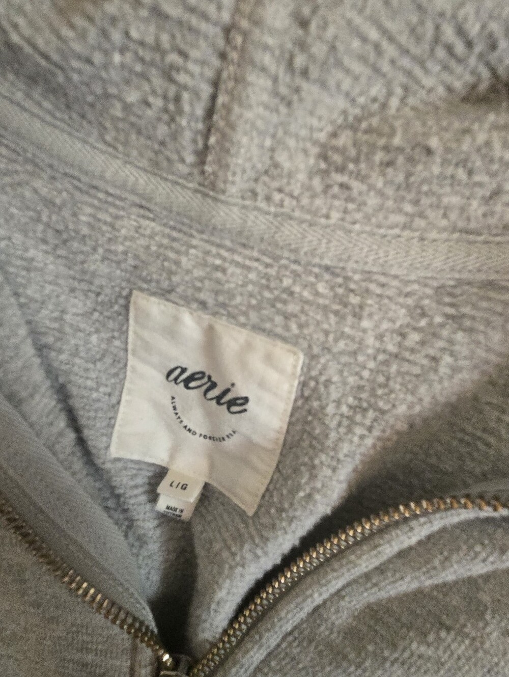 Aerie Light Grey Hooded Cropped Sweatshirt - Picture 4 of 4